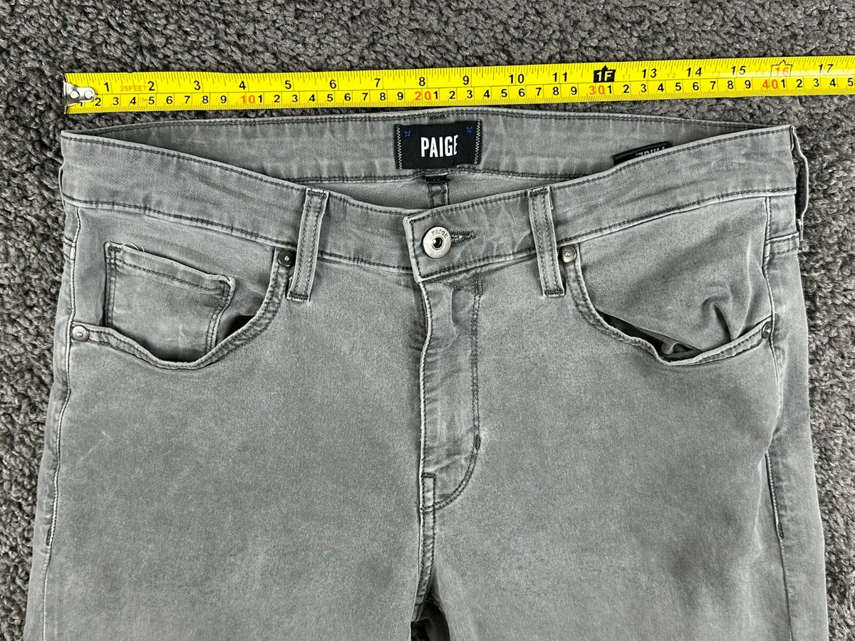 PAIGE Mens 32 Lennox Vintage Grey Sky Slim Fit Denim Jeans USA