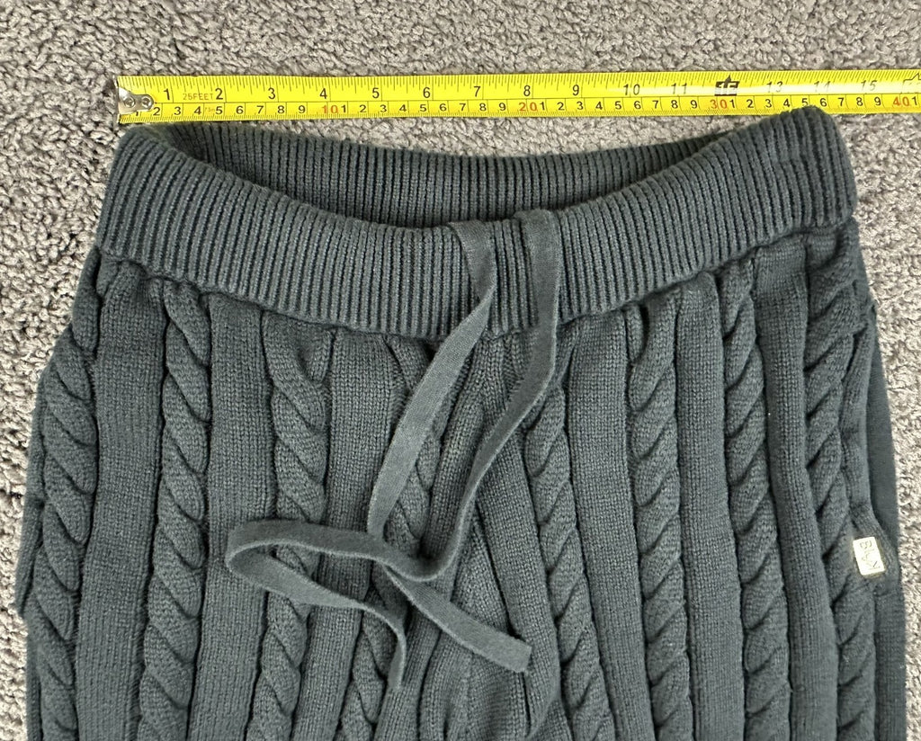 Rocawear Carlton Cable Knit Joggers Mens L Black Striped Sweatpants Sweater Knit