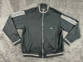 Vintage 2004 Adidas Track Jacket Mens Black White 3 Stripes Y2K Full Zip Sz 2XL