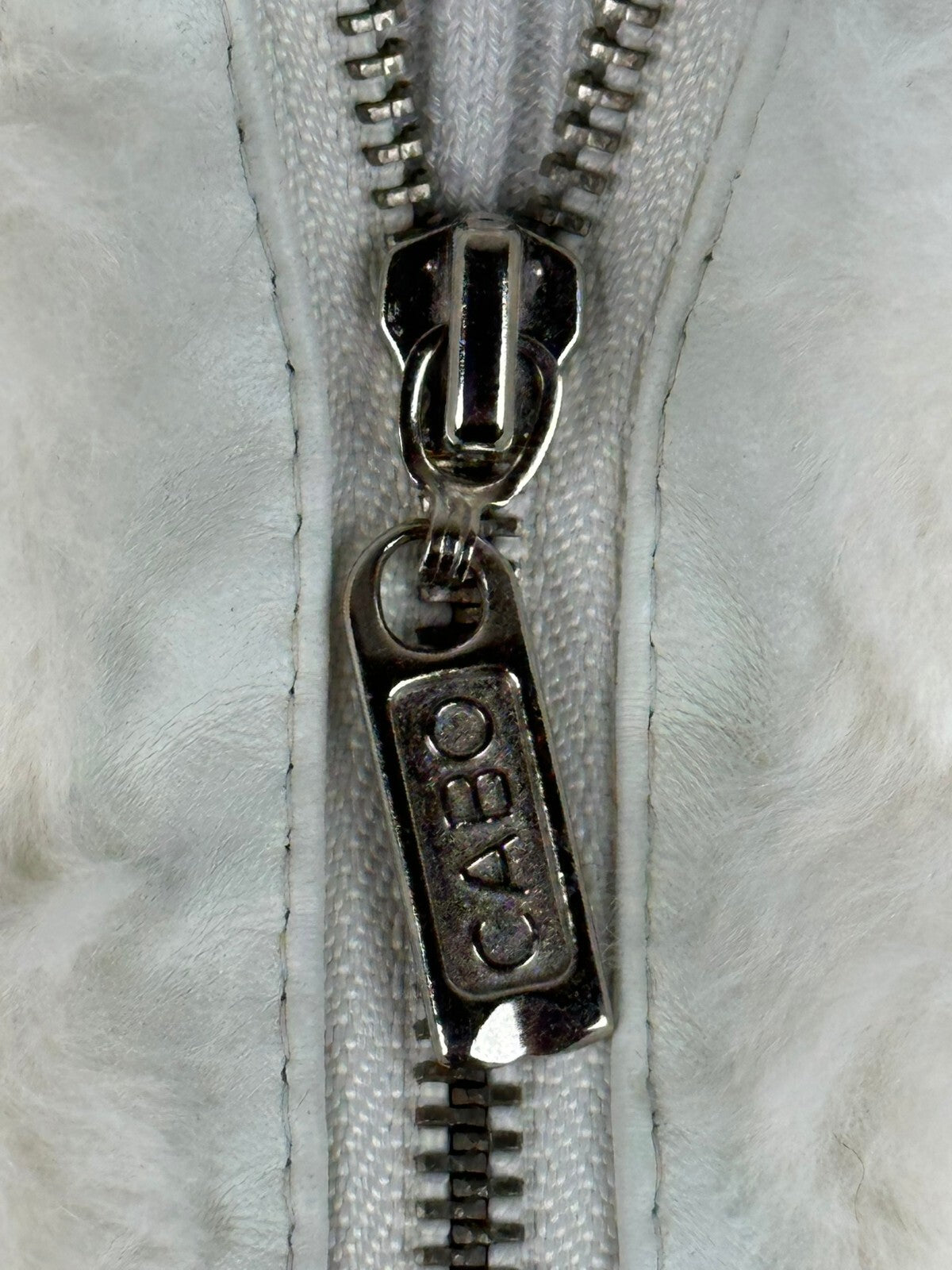 Dolce Cabo Womens Large White Rabbit Fur Blend Ribbed Knit Zip Sweater Jacket