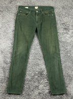 J.Crew Mens 34x32 Green Corduroy Pants 484 Slim Fit Cotton Casual Trousers