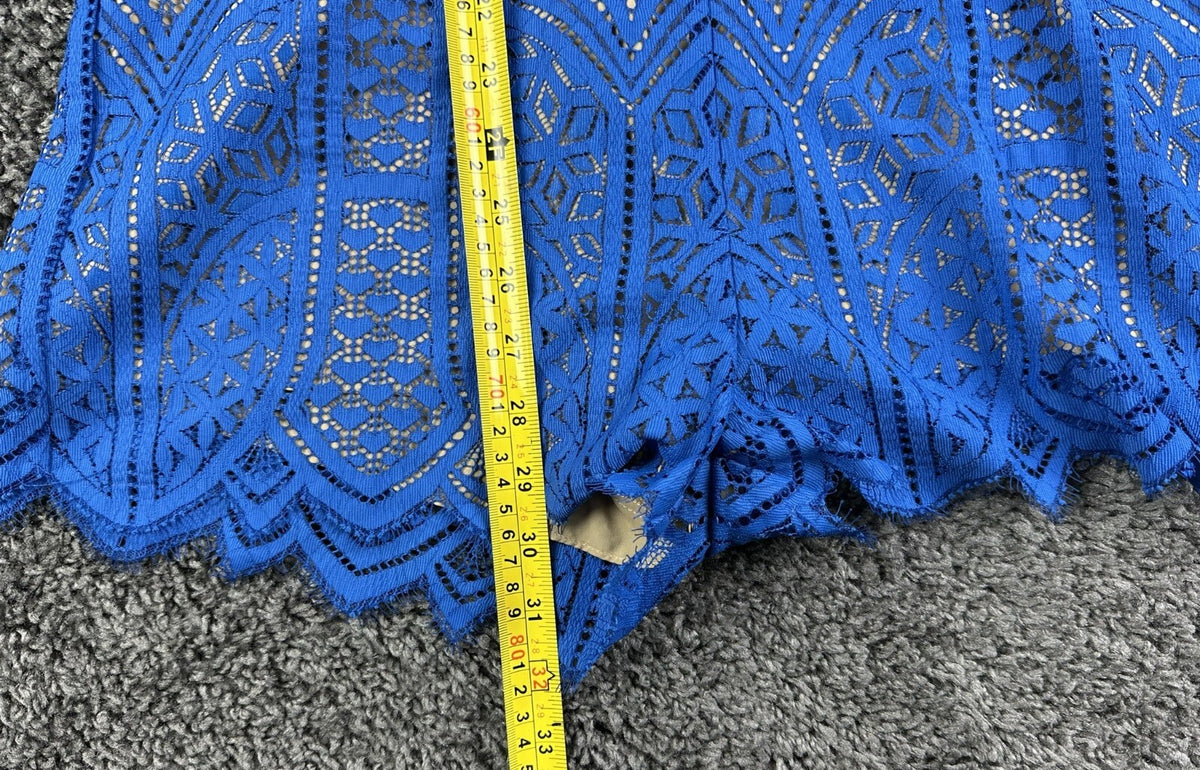 Saylor x Free People Bliss Womens M Royal Blue & Nude Lace V-Neck Romper