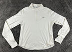 Nike Swift Dri-FIT UV 1/4 Zip Running Top Women White Long Sleeve Thumbholes L