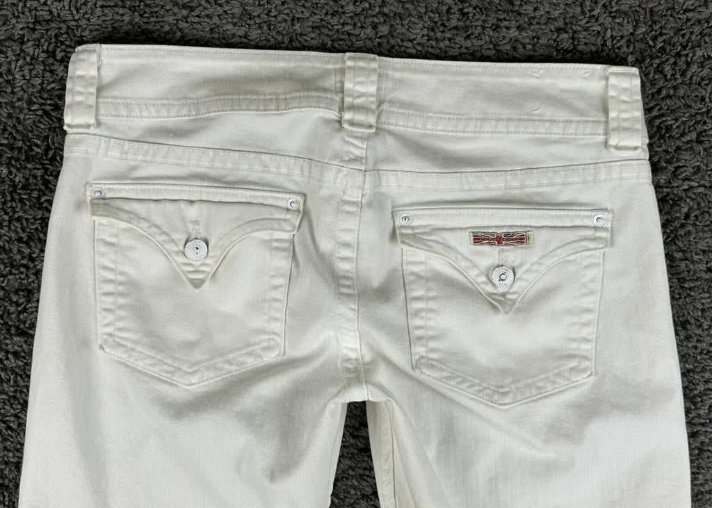 Hudson Womens Size 30 White Stretch Denim Bootcut Jeans Double Button