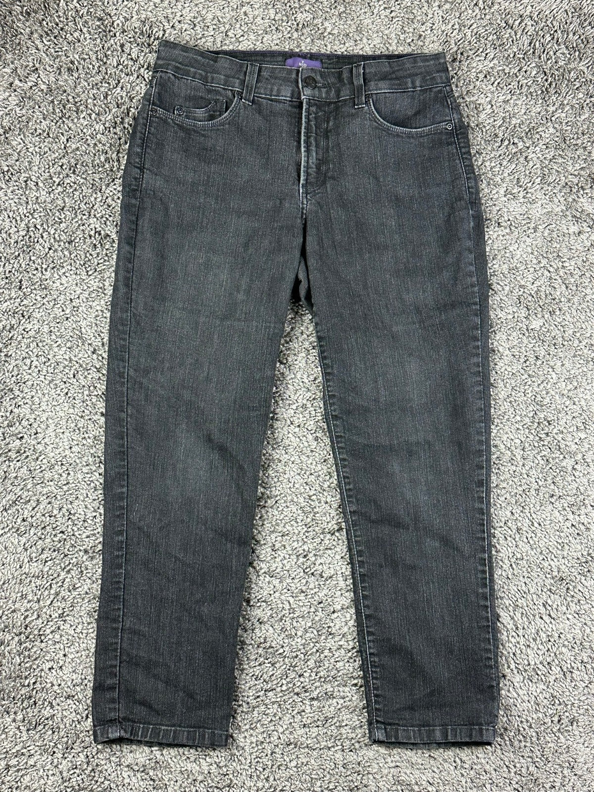 NYDJ Womens 8P Black Stretch Marilyn Straight Crop Ankle Jeans