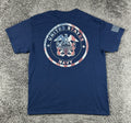 US Navy Mens L Graphic T-Shirt Blue Patriotic Eagle Anchor Flag Back Print