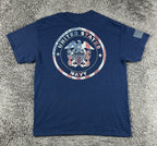 US Navy Mens L Graphic T-Shirt Blue Patriotic Eagle Anchor Flag Back Print
