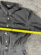 HM &Denim Boiler Jumpsuit Womens M Washed Black Long Sleeve Utility Romper Pant