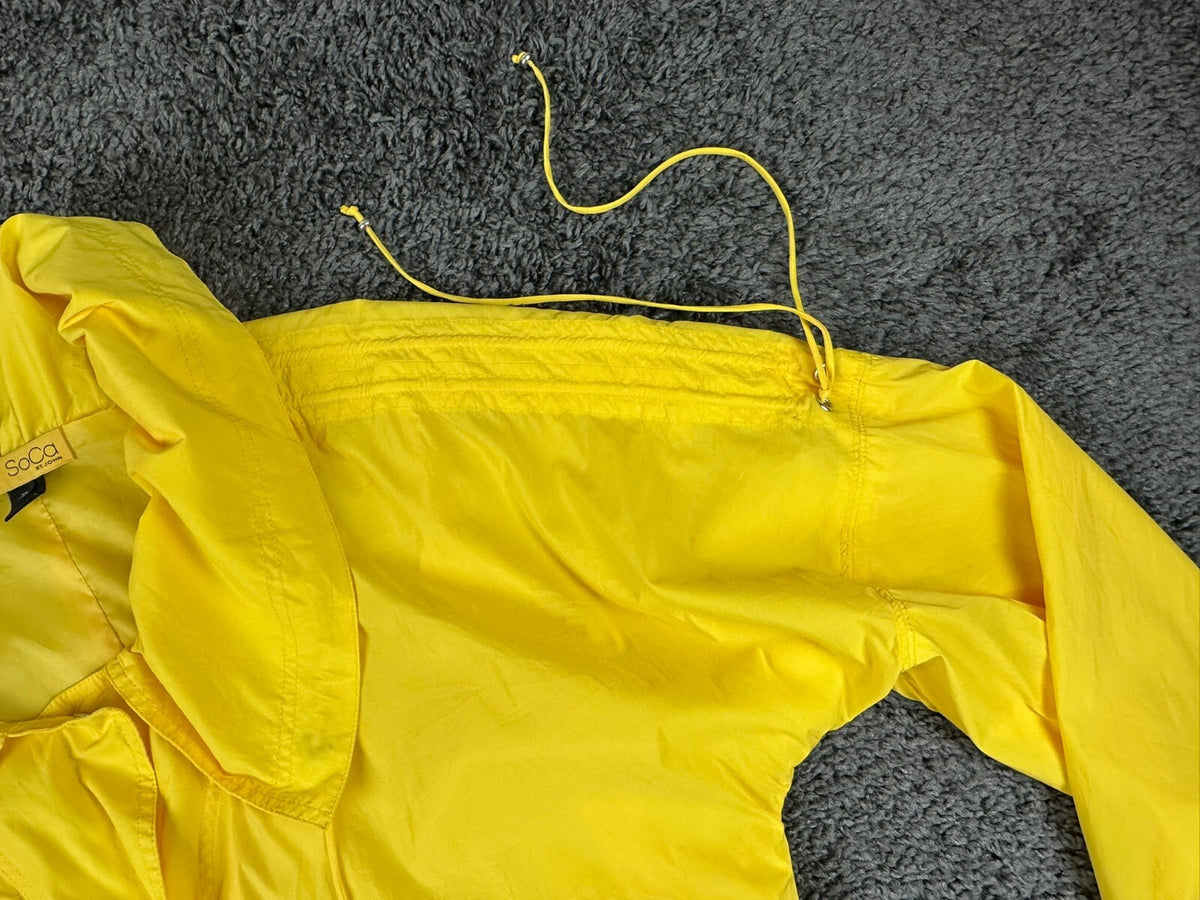 SoCa St. John Womens XL Yellow Belted Lightweight Windbreaker Rain Jacket Coat