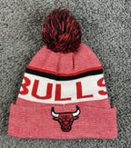 Chicago Bulls NBA Cuffed Knit Beanie Pom Knit Hat Red Ultra Game OSFM One Size