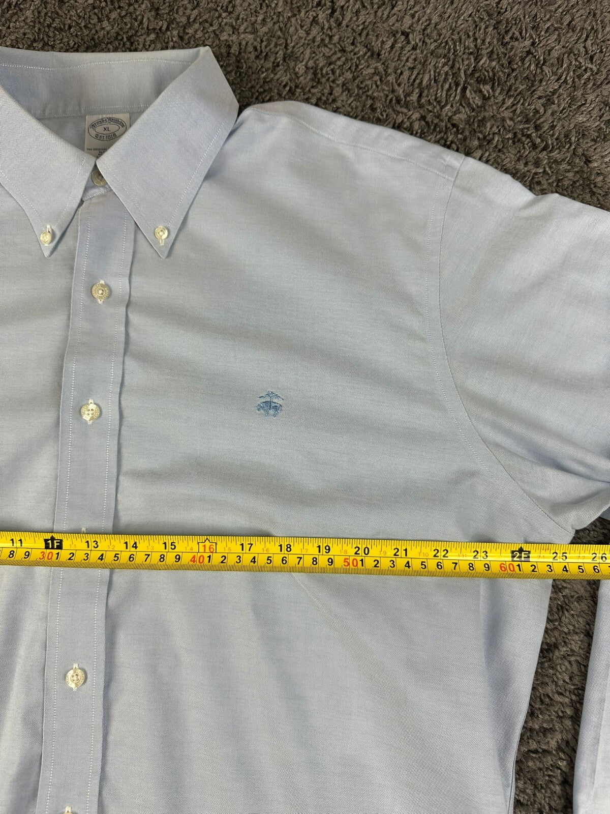 Brooks Brothers Mens XL Light Blue Slim Fit Non-Iron Original Polo Shirt