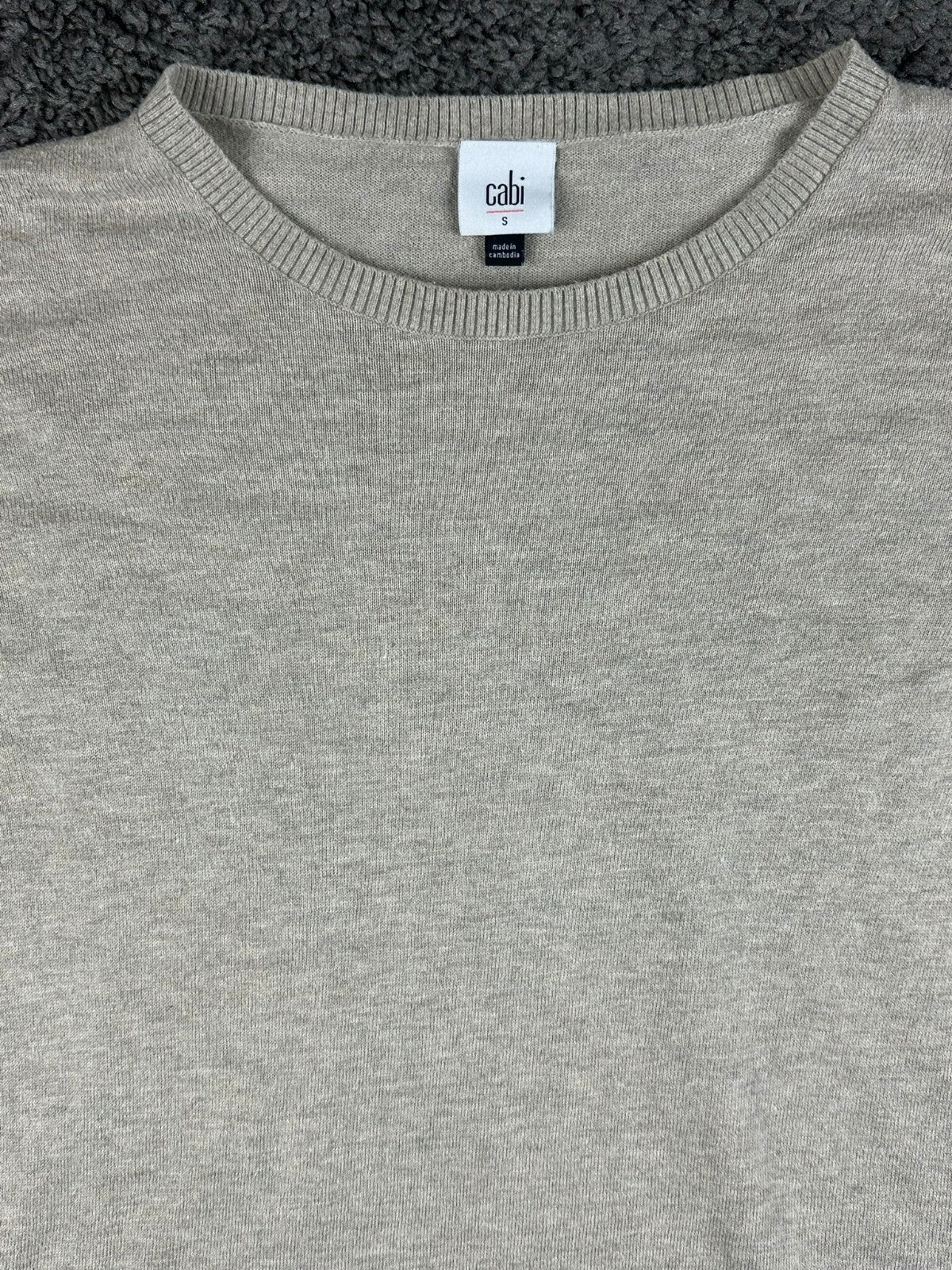 Cabi Serenade Sweater S Heather Oatmeal Ribbed Trim Tunic Lightweight Pullover