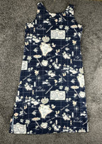 Vintage Hilo Hattie Womens XL Navy Blue Hawaiian Island Map Tank Dress USA