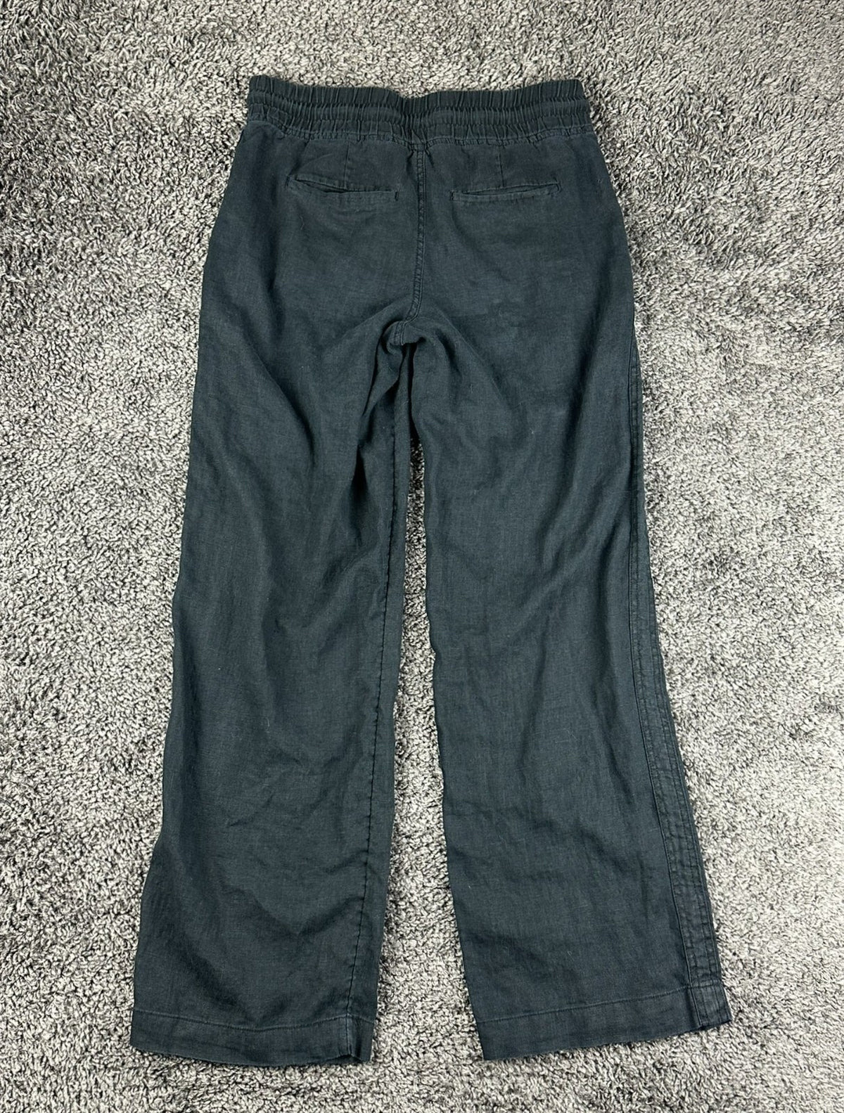 Athleta Womens 4 Black Cabo Linen Wide Leg Pants Casual Summer Beach Resort