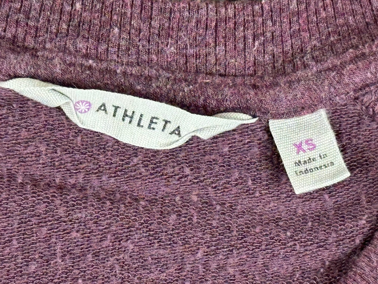 Athleta Criss Cross Sweatshirt Dress Purple Plum XS Long Sleeve Modal