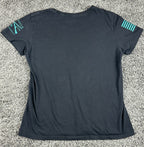Grunt Style Black Teal Rifle Flag Graphic T Shirt 2nd Amendment USA Sz Youth XL
