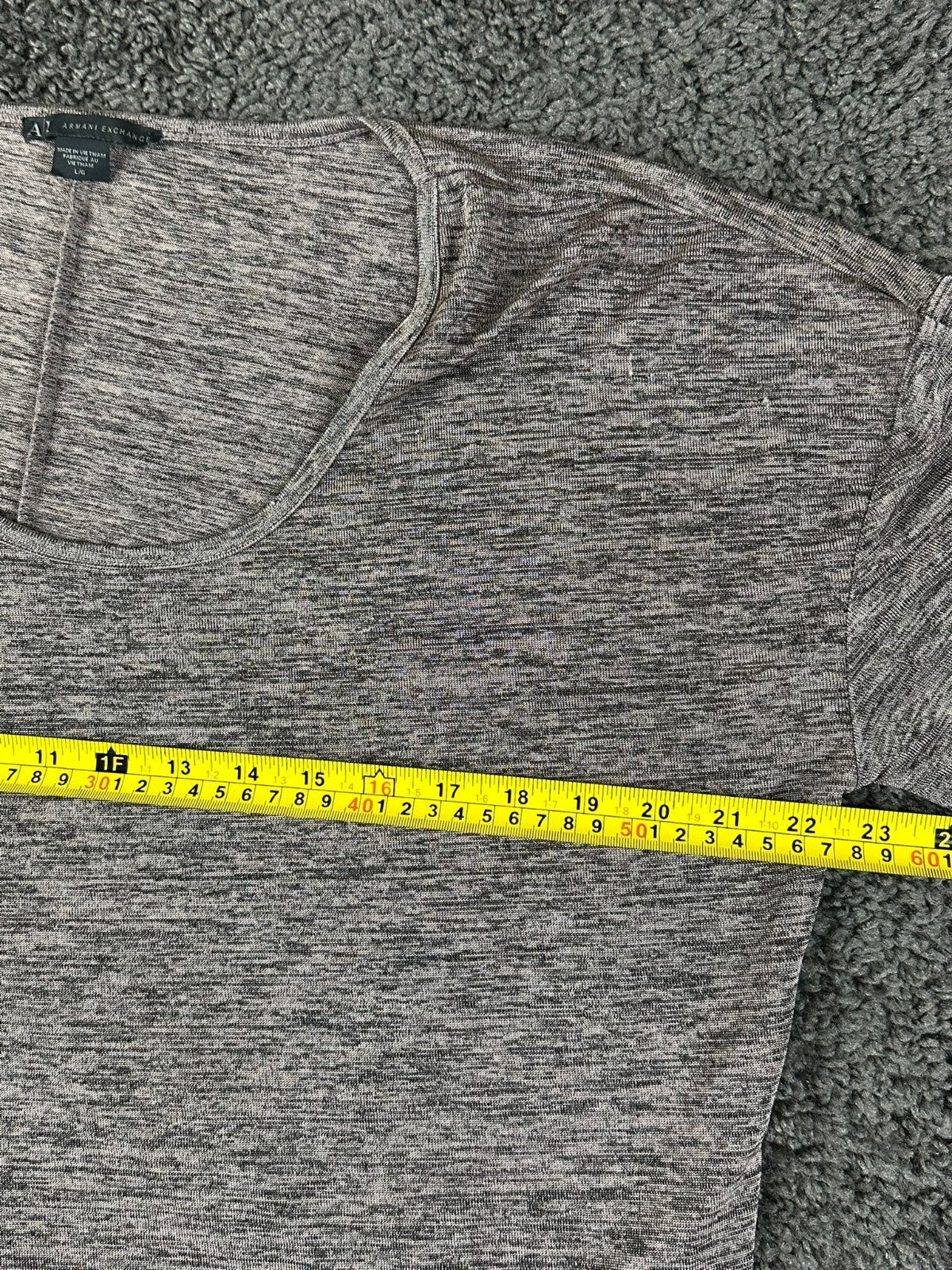 Armani Exchange Womens Large Long Sleeve Sweater Top Space Dye Gray Zip Cuffs