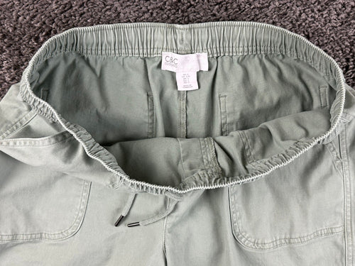 C&C California Women Jogger Pants Sage Green Elastic Waist Drawstring Size L