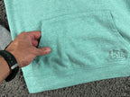 Billabong Womens Hoodie Teal Gray Colorblock Raglan Pullover Sweatshirt Sz Small