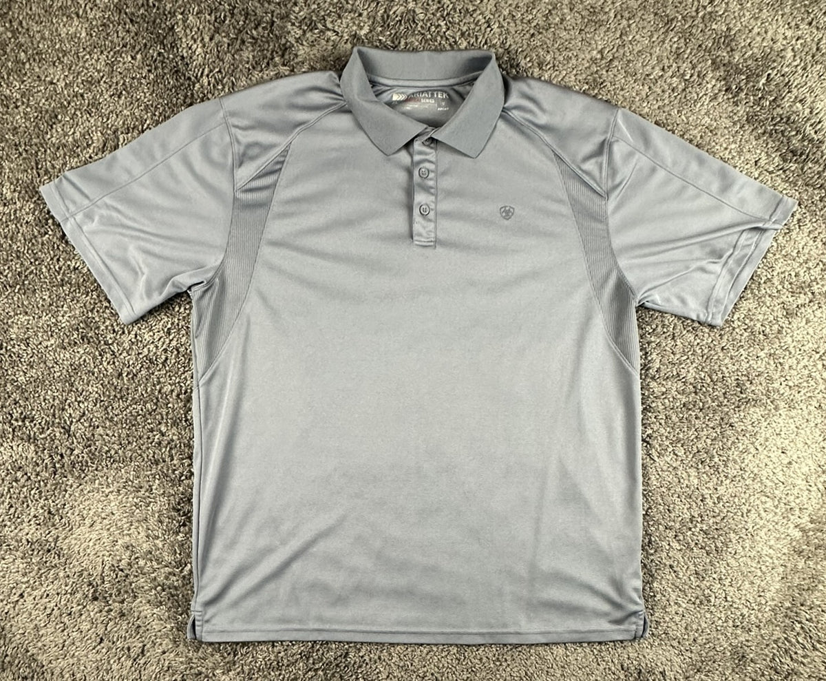 Ariat TEK Heat Series Polo Shirt Mens XL Gray Short Sleeve Equestrian Workwear