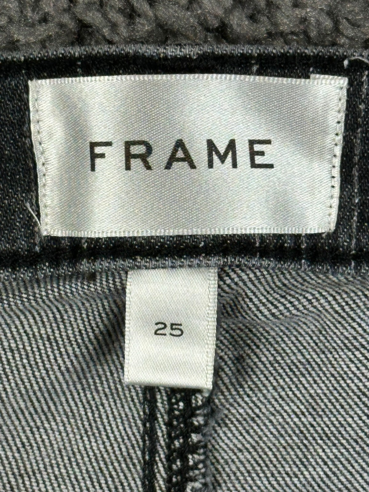 FRAME Le High Flare Jeans 25 Charcoal Pinstripe High Rise Stretch Denim Pants
