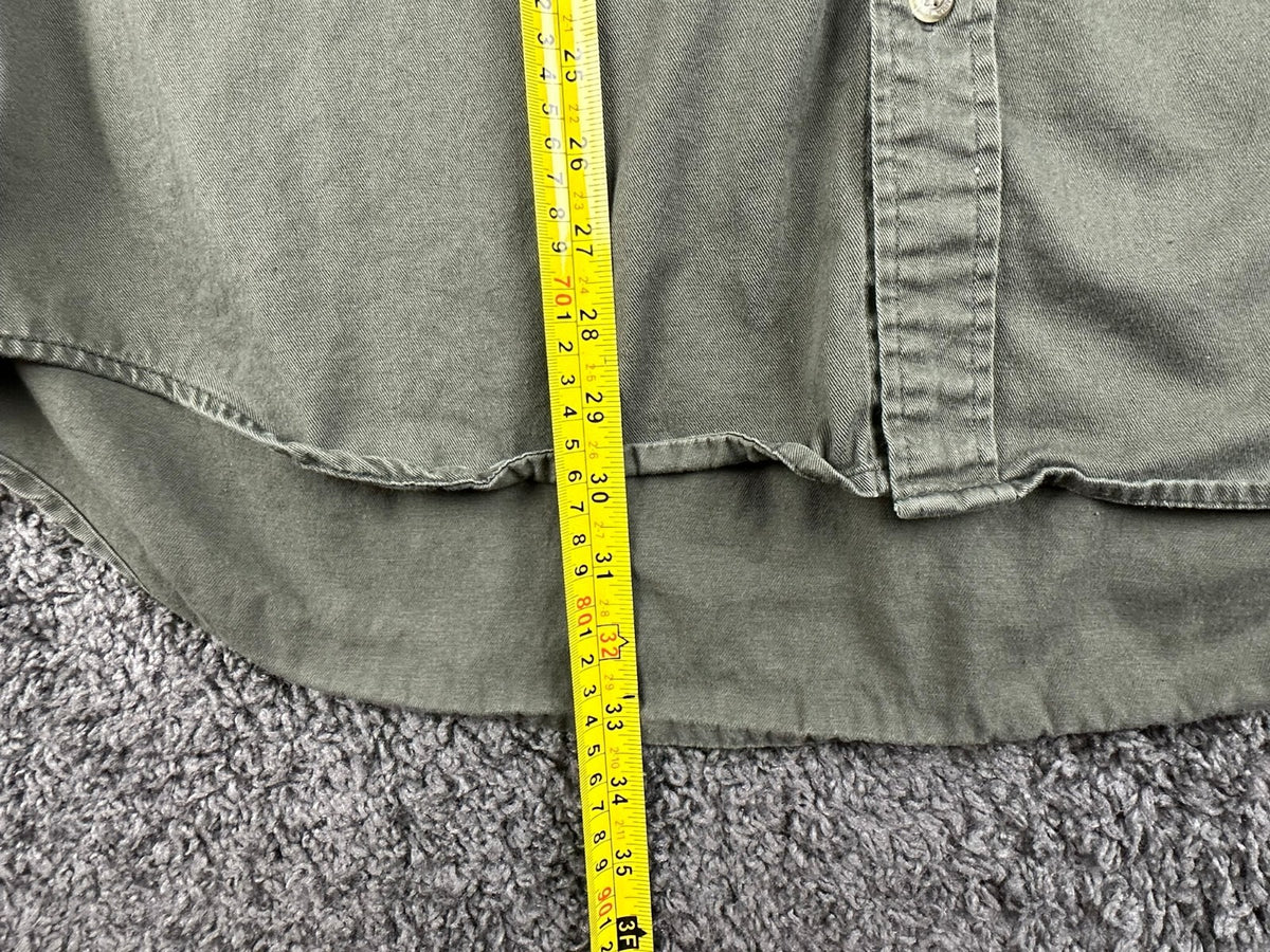 Vintage Columbia Mens XL Olive Green Cotton Safari Field Shirt Epaulets 90s