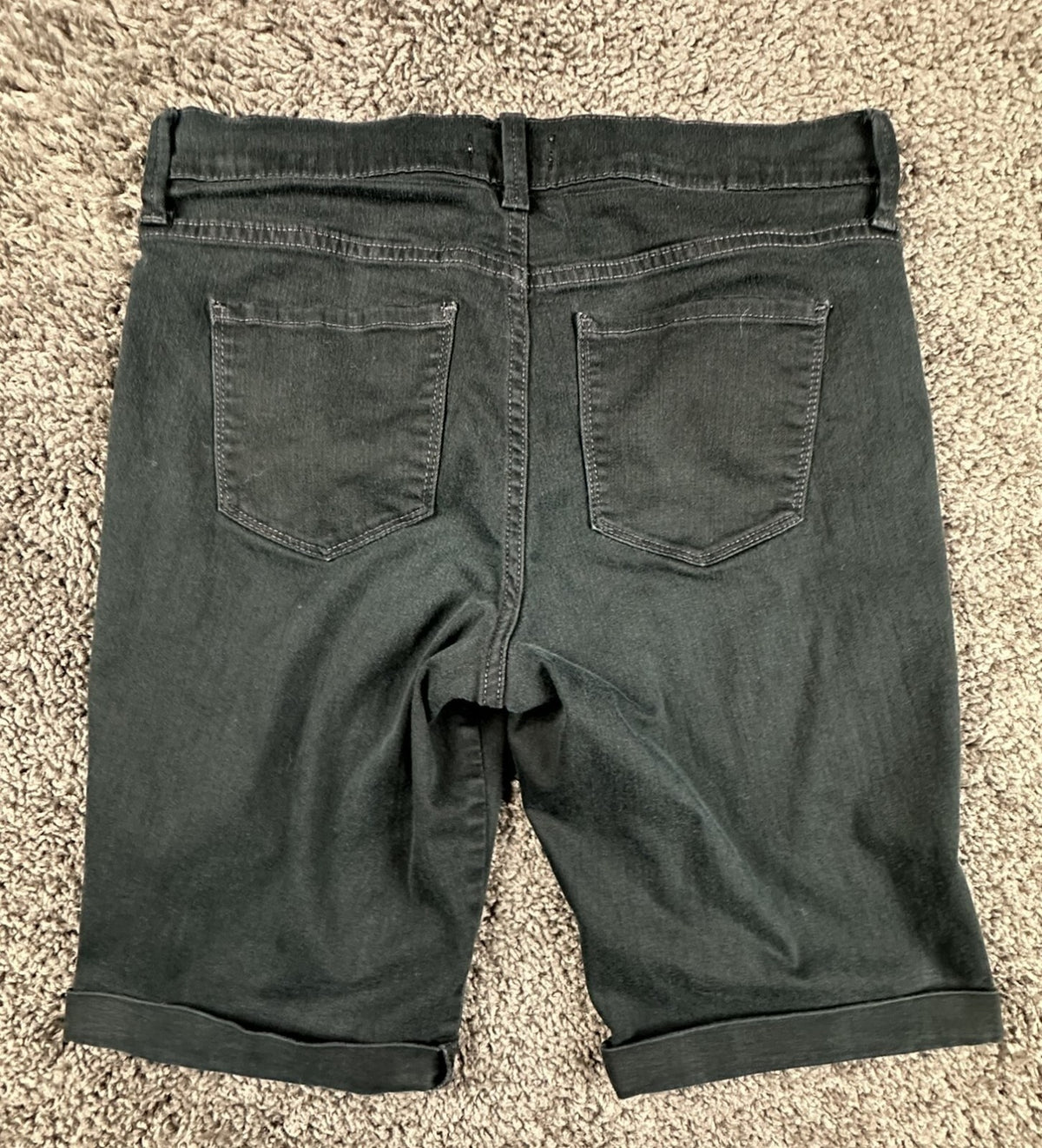 NYDJ Briella Womens 4 Black Roll Cuff Bermuda Jean Shorts