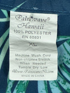 Palmwave Hawaii Shirt Mens XL Blue Green Tropical Leaf Print Button Up Aloha