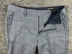 Bonobos Mens Dress Pants 29x32 Slim Fit Grey Blue Plaid Wool Blend Flat Front