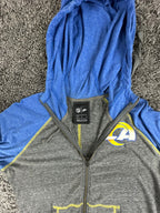 Nike NFL LA Rams Womens L Raglan Full Zip Hoodie Grey Blue Contrast Stitch