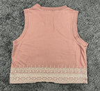 Spiritual Gangster Women's Small S Pink Embroidered Tank Top Crop Sleeveless