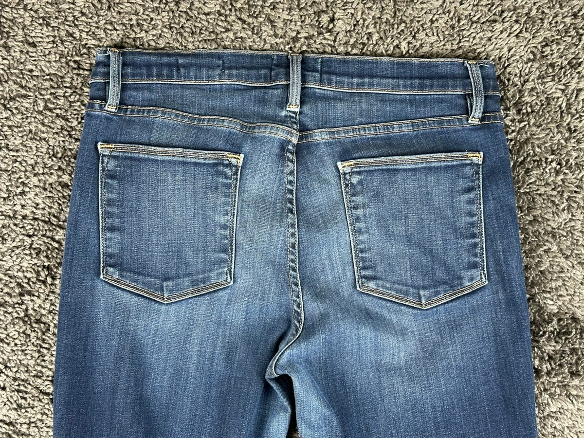 FRAME Womens 29 Le High Skinny Jeans Copa Wash Split Hem Blue Denim USA