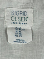 Sigrid Olsen 100% Linen Long Sleeve Shirt Womens White Button Down Roll Tab XS
