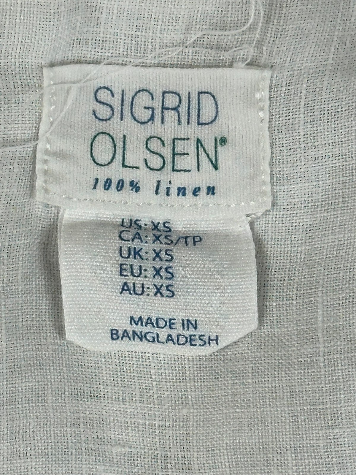 Sigrid Olsen 100% Linen Long Sleeve Shirt Womens White Button Down Roll Tab XS