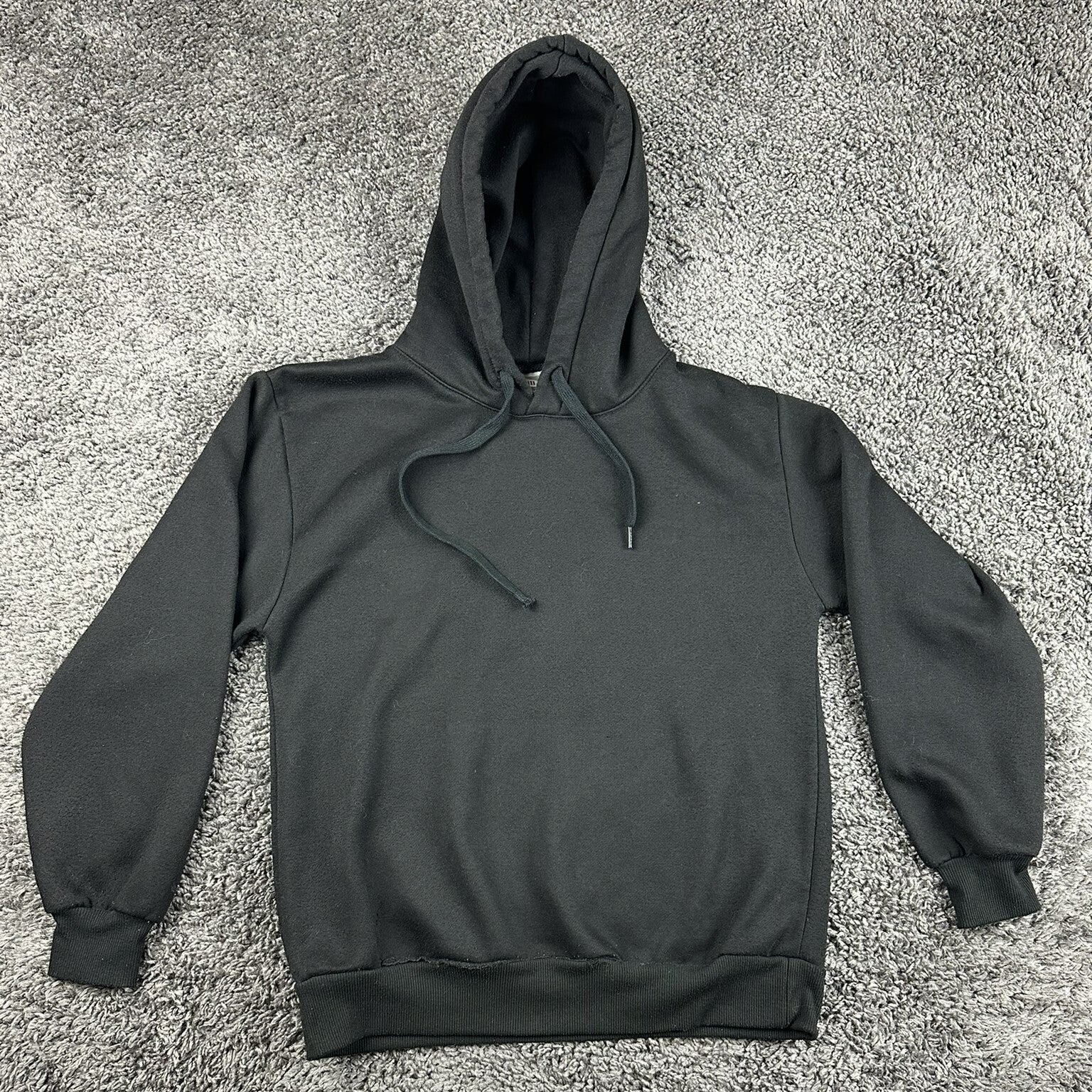 Vintage Hill Made in USA Black Pullover Hoodie Sweatshirt Mens Small Blank