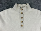 EllandEmm Womens Sweater Beige XS Mock Neck Button Pullover Quiet Luxury