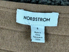 Nordstrom Women Wool Blend V-Neck Dolman Sweater Tan Camel Ribbed Pullover Sz S