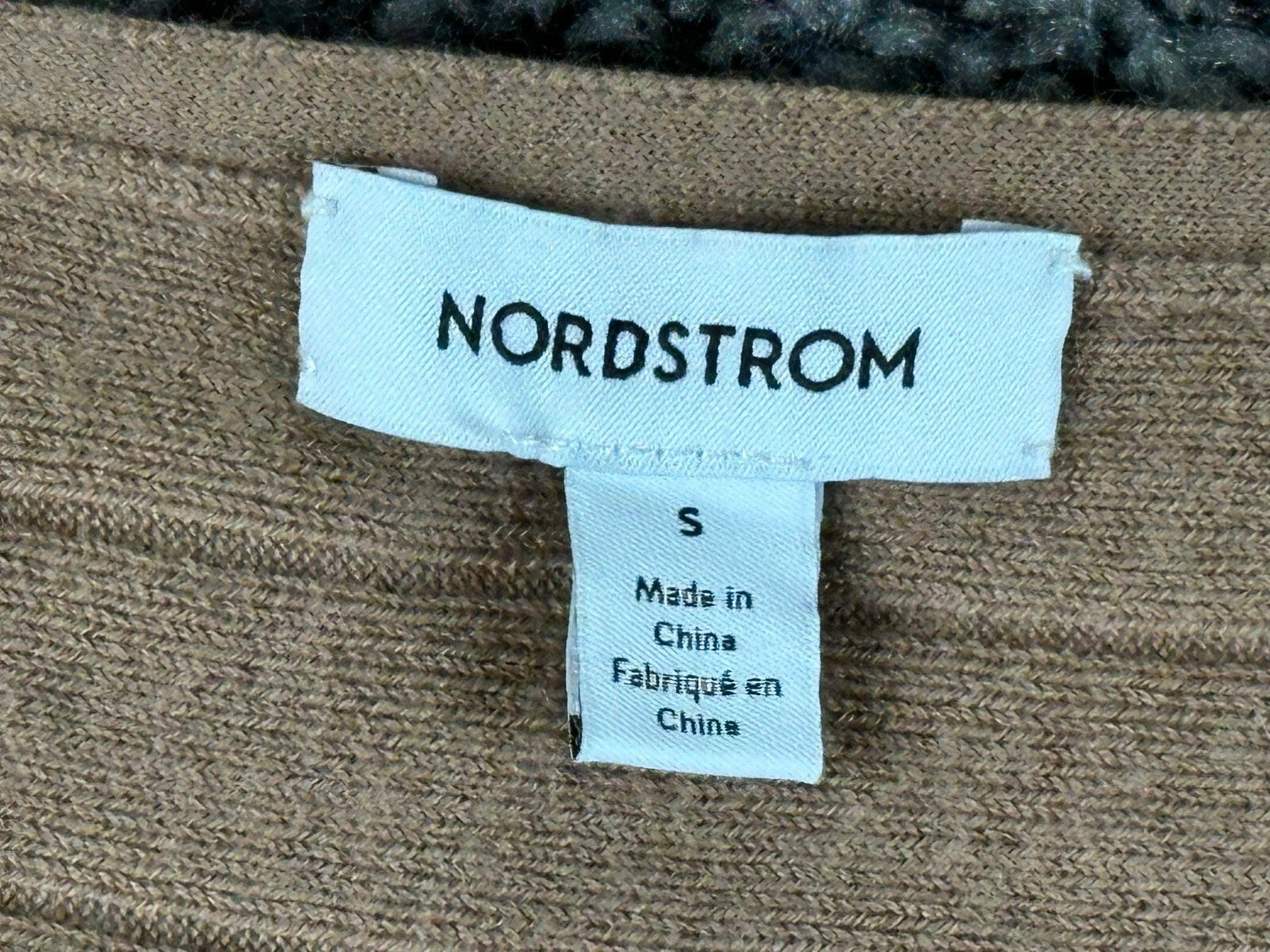 Nordstrom Women Wool Blend V-Neck Dolman Sweater Tan Camel Ribbed Pullover Sz S