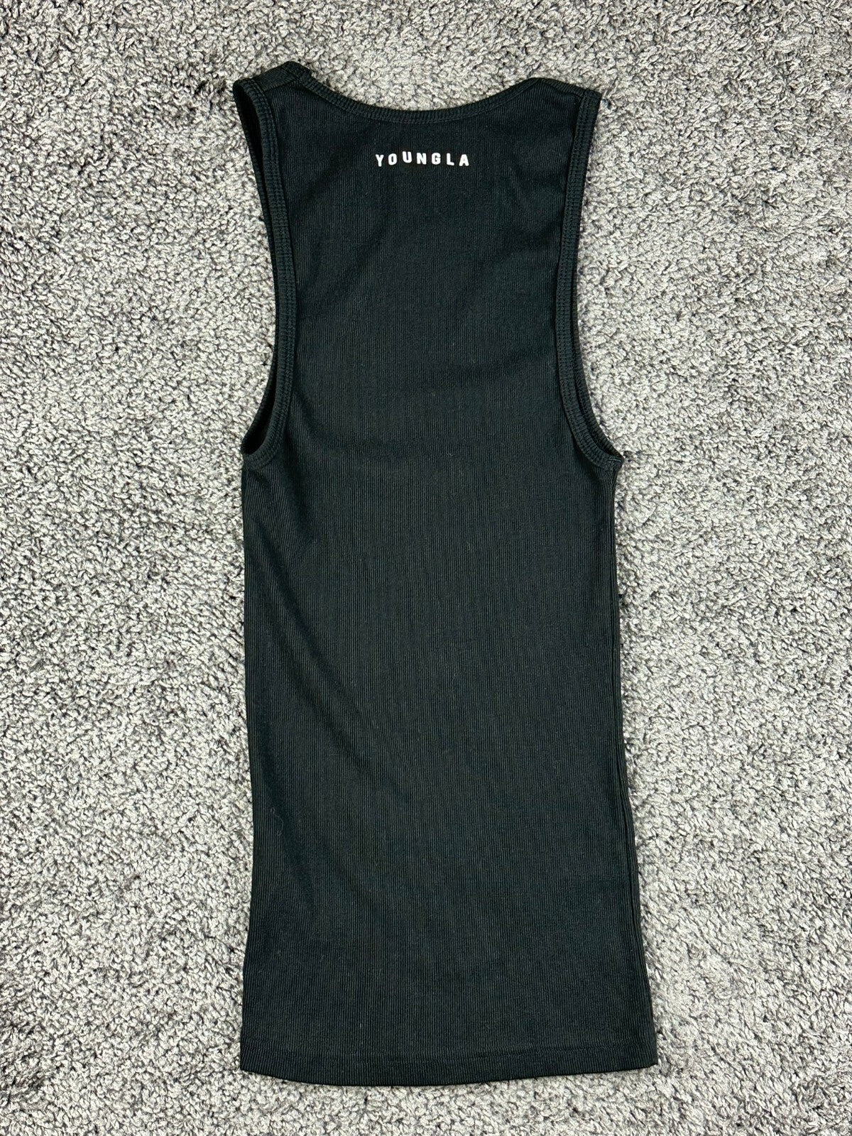 YoungLA Mens M Black Wife Lover Ribbed Tank Top Model 340 Fitness Gym Shirt