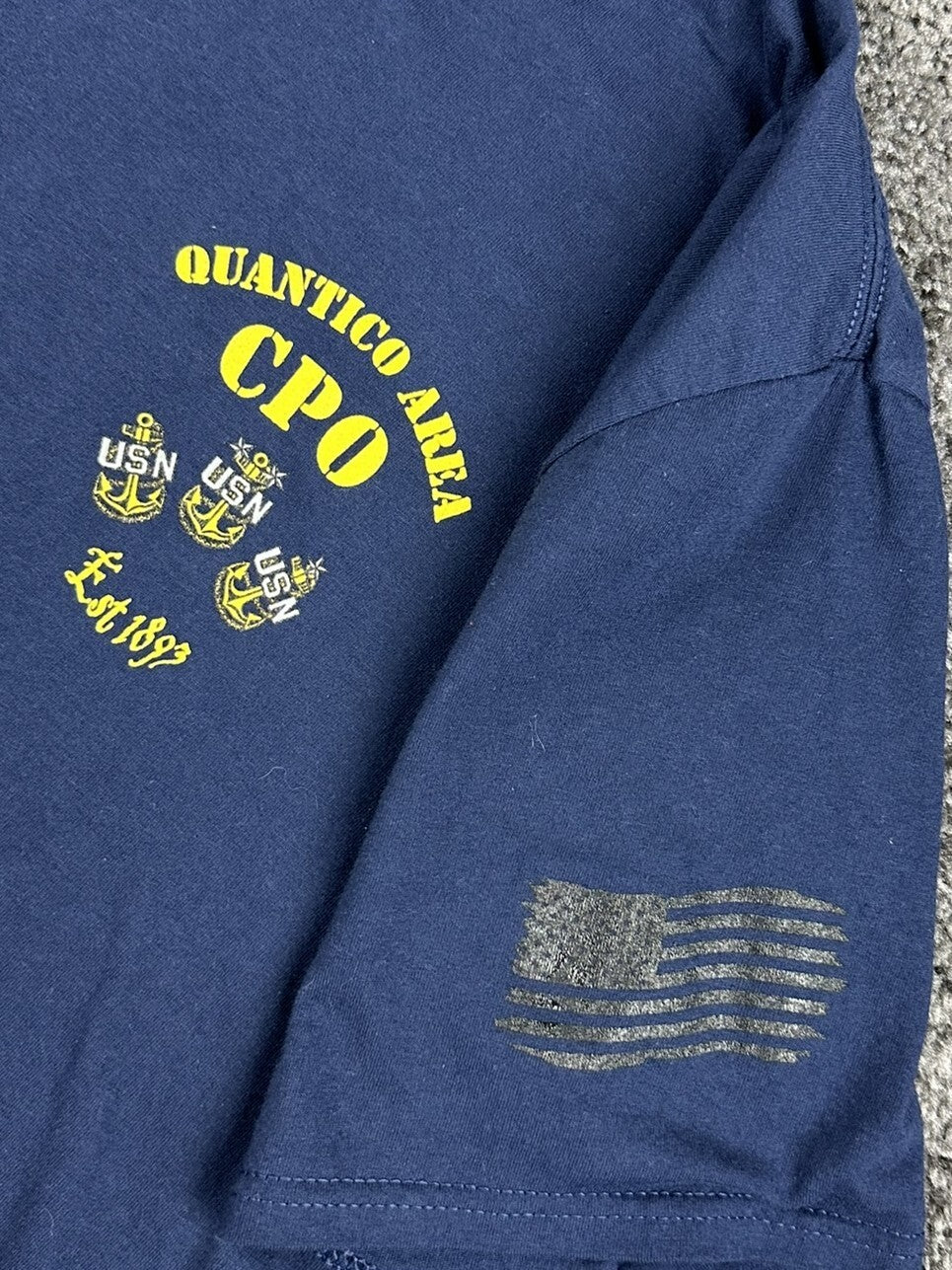 Mens XXL Navy Blue Quantico Area CPO USN Graphic T-Shirt Semper Progredi
