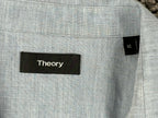 Theory Men Murray Linen Blend Shirt Short Sleeve Light Blue Button Up Sz XL