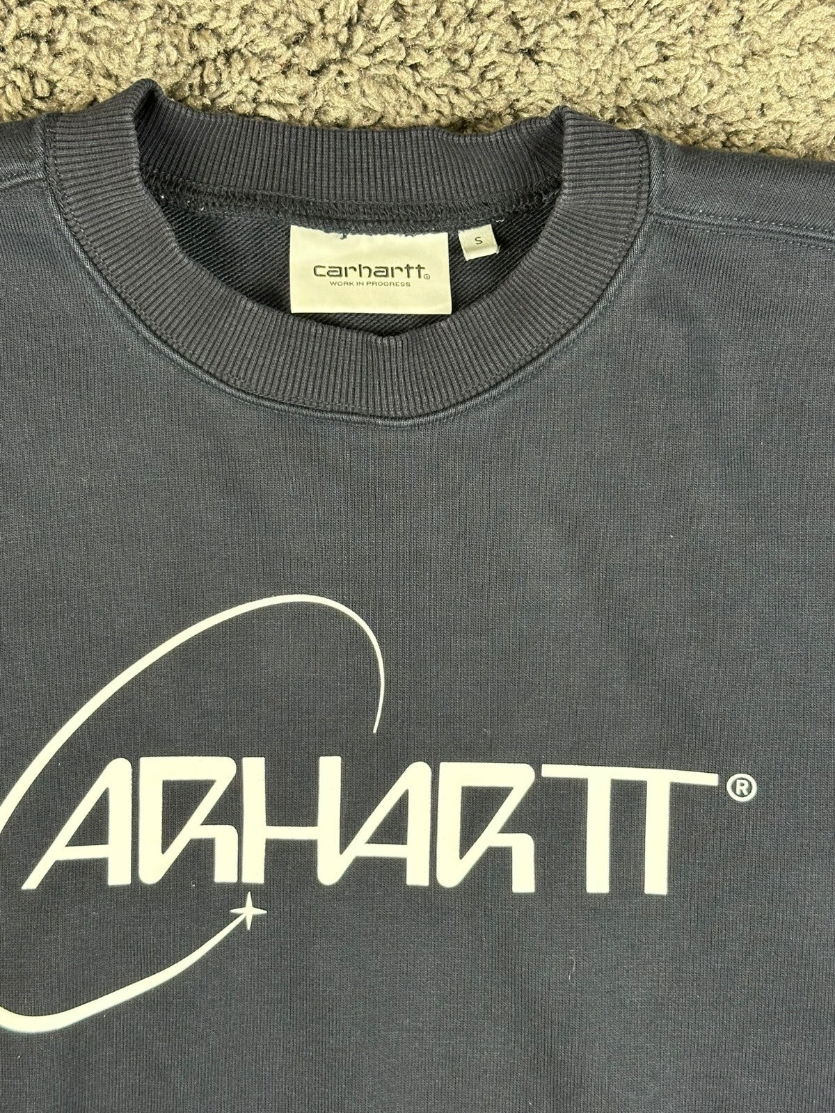 Carhartt WIP Orbit Sweat Mens Small S Navy Blue Crewneck Sweatshirt Pullover