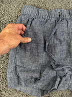 C&C California Womens M Blue 100% Linen Drawstring Pull On Casual Shorts