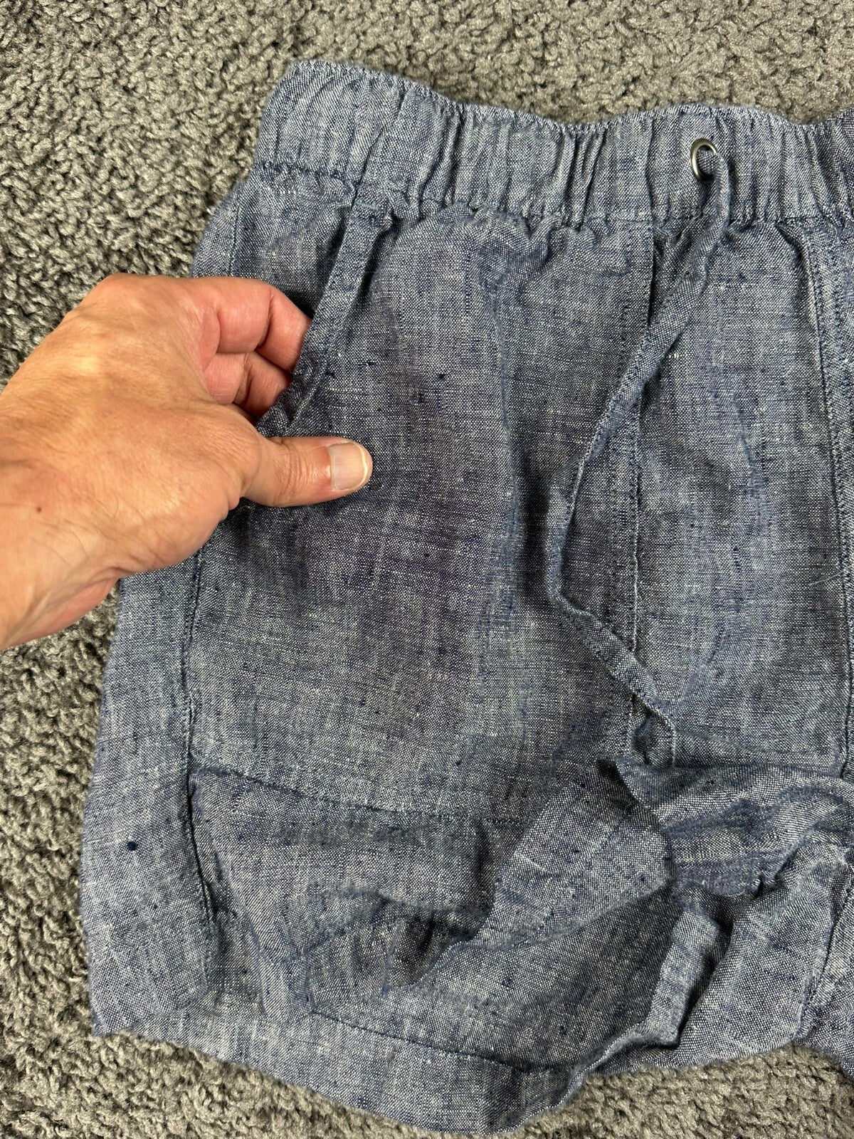 C&C California Womens M Blue 100% Linen Drawstring Pull On Casual Shorts