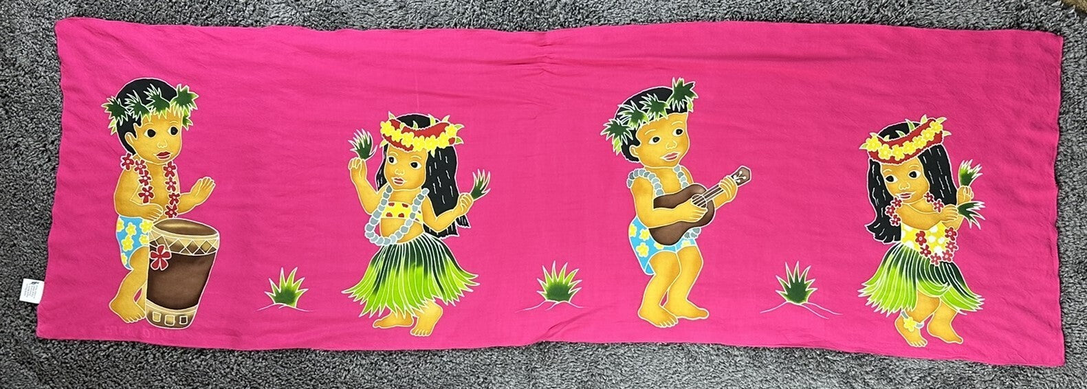 Teihotu Creations Bora Bora Pareo Sarong Pink Tahiti Rayon Handmade 67x21