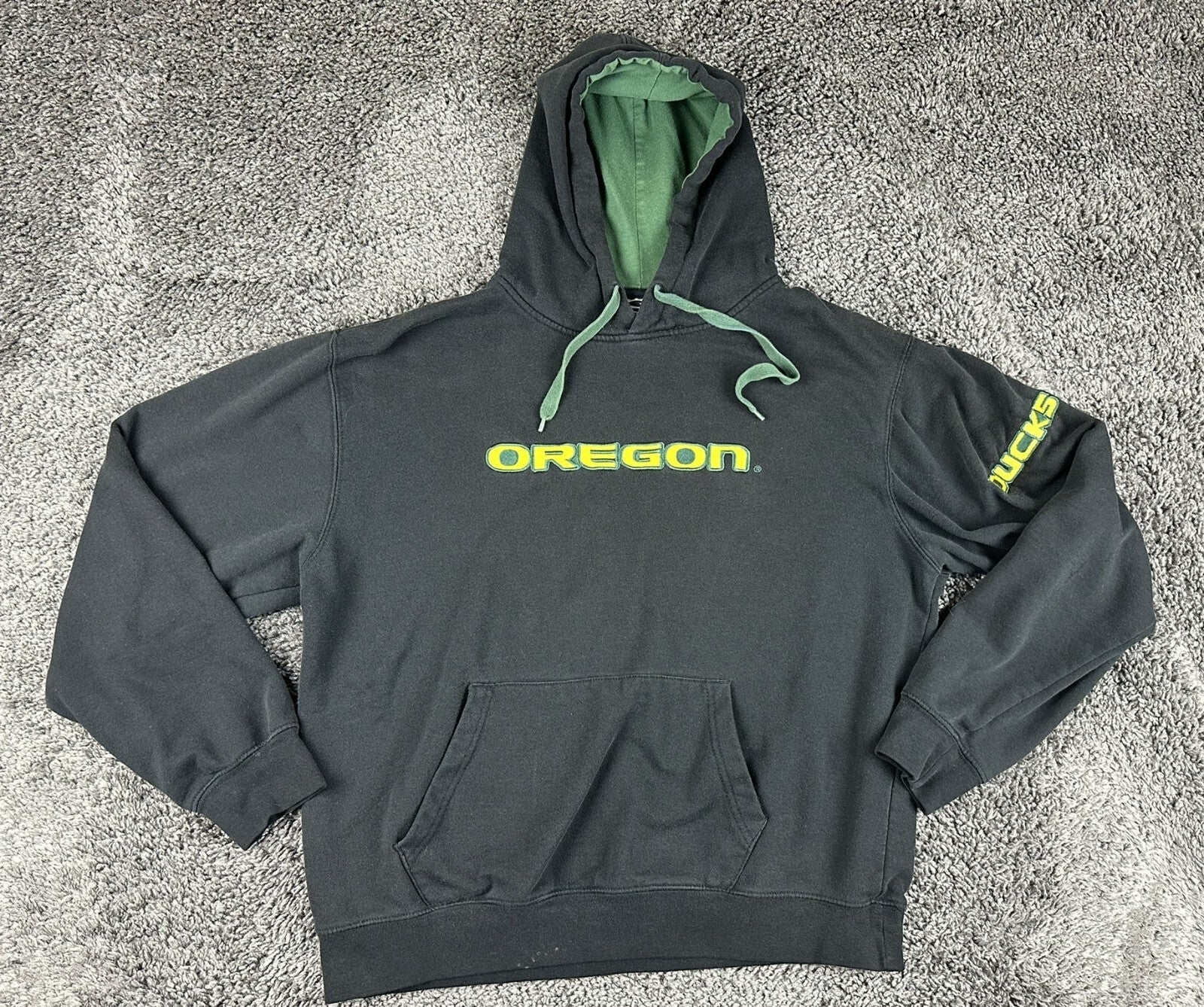 Oregon Ducks Hoodie Men Black Green Stadium Athletics Pullover Sweatshirt Sz L