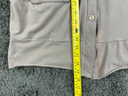 Luukaa Lagenlook Womens Button Tunic Shirt Taupe Gray Size 8 Mixed Media Pockets