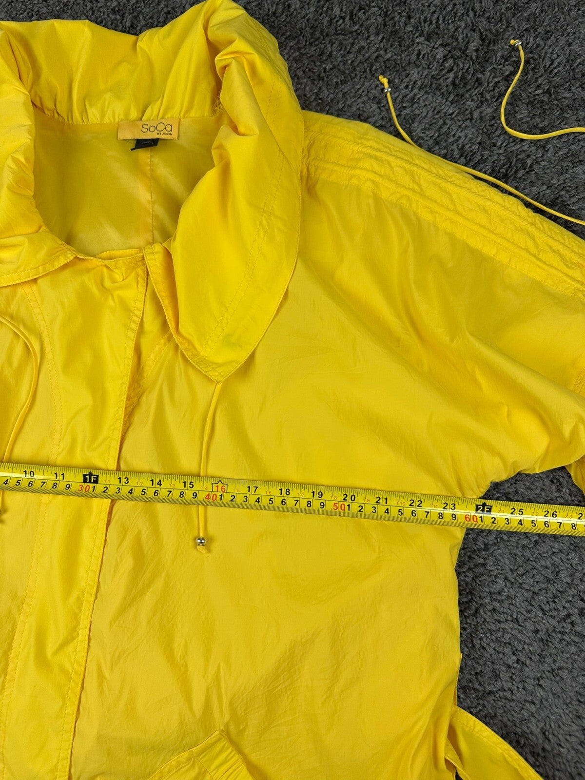 SoCa St. John Womens XL Yellow Belted Lightweight Windbreaker Rain Jacket Coat