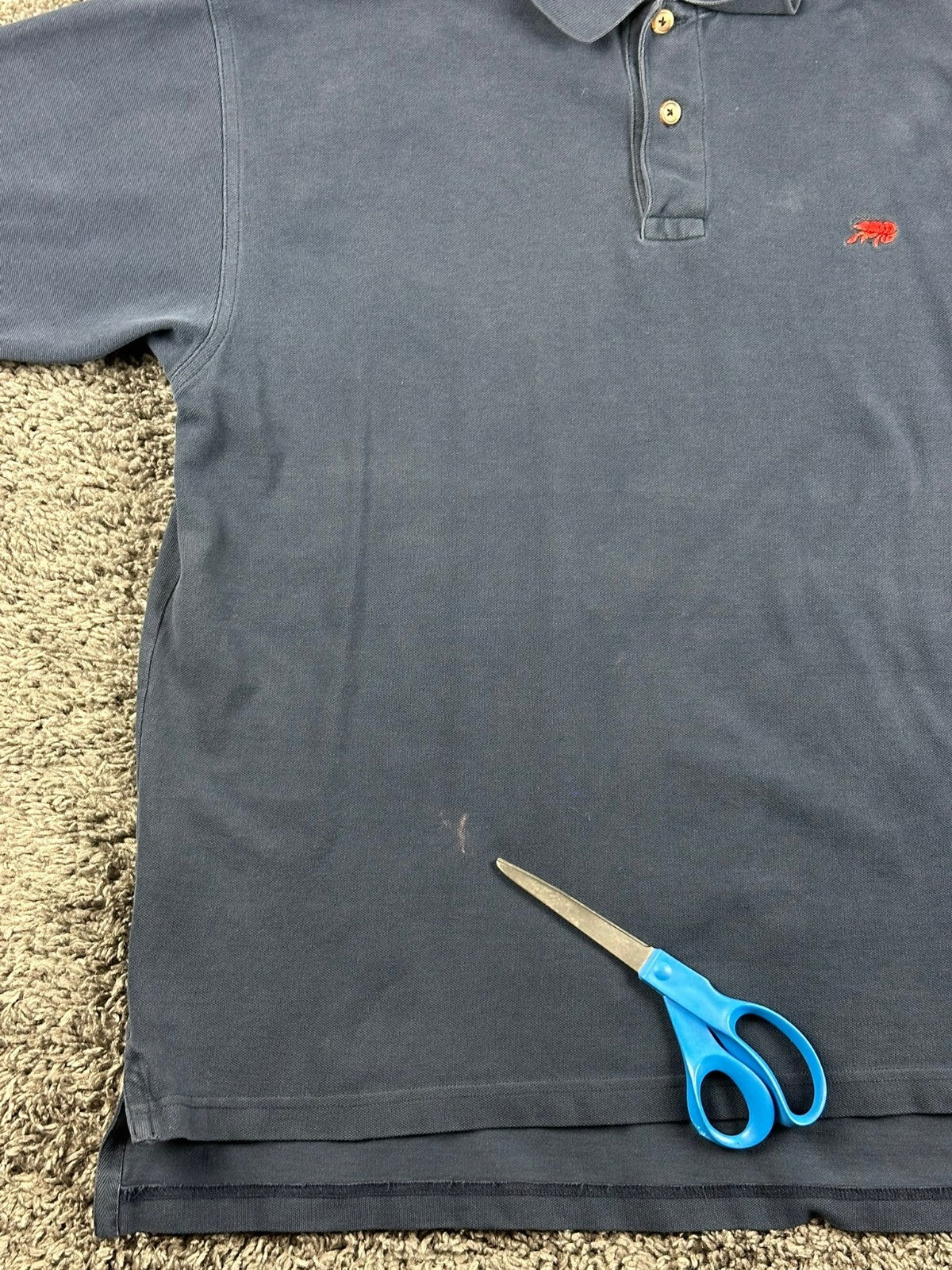 Perlis New Orleans Crawfish Polo Shirt Mens Navy Blue Peruvian Pima Cotton Sz M