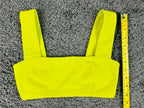 Beyond Yoga Womens XS Neon Yellow Spacedye Square Neck Bra & Midi Legging Set